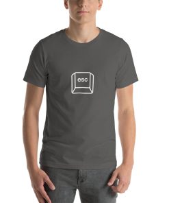 Unisex t-shirt with the escape keyboard key on it.