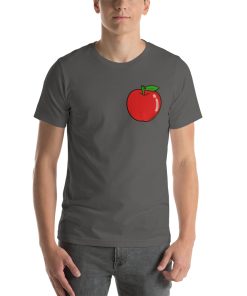 Unisex t-shirt with a picture of an apple on it.