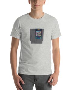 Unisex t-shirt with the NES Mega Man cartridge printed on it.