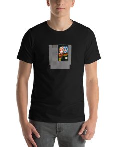 Unisex t-shirt with a NES Mario cartridge on it