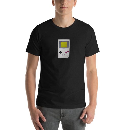 Unisex t-shirt with a picture of a Gameboy on it.