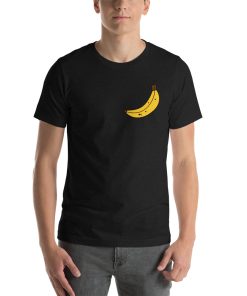 Unisex t-shirt with a picture of a banana on it.