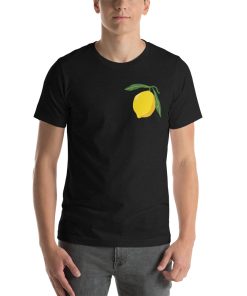 Unisex t-shirt with a picture of a lemon on it.