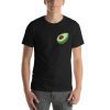 Unisex t-shirt with a picture of an avocado on it.