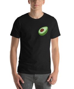 Unisex t-shirt with a picture of an avocado on it.