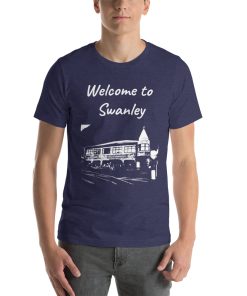 Unisex t-shirt that says "Welcome to Swanley" on it. Underneath is a picture of a landmark from Swanley.