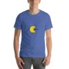 Unisex t-shirt with a picture of Pac-Man on it.