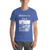 Unisex t-shirt that says "Welcome to Leeds" on it. Underneath is a picture of a landmark from Leeds.