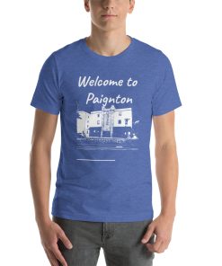 Unisex t-shirt that says "Welcome to Paignton" on it. Underneath is a picture of a landmark from Paignton.