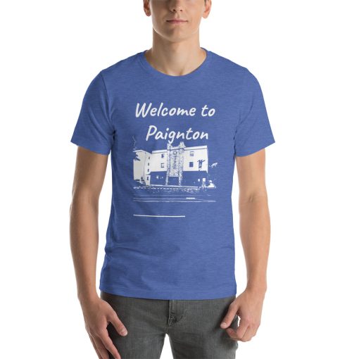 Unisex t-shirt that says "Welcome to Paignton" on it. Underneath is a picture of a landmark from Paignton.