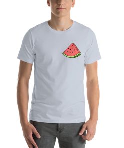 Unisex t-shirt with a picture of a slice of watermelon on it.