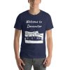 Unisex t-shirt that says "Welcome to Doncaster" on it. Underneath is a picture of a landmark from Doncaster.