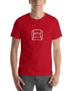 Unisex t-shirt with a computer key on it. The computer key says "any" on it.