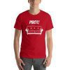 Unisex t-shirt that says "Pivot" on it with a picture of a couch.