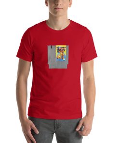 Unisex t-shirt with the NES Metroid cartridge printed on it.