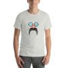 Unisex t-shirt with a picture of glasses, a nose, and a moustache.