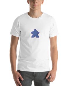 Unisex t-shirt with a picture of a meeple on it