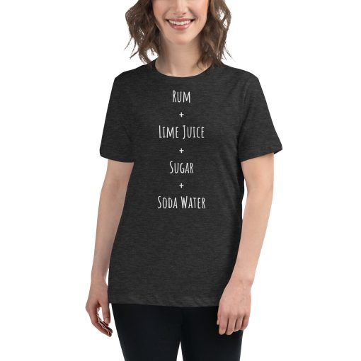 Women's t-shirt with the recipe for a Mojito cocktail on it.