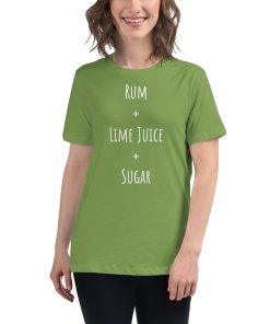 Women's t-shirt with the recipe for a Daiquiri cocktail on it.