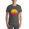 Unisex t-shirt with a picture of a pixelated sunset on it.