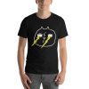 Unisex t-shirt with a poorly drawn cat with lightening shooting out of its eyes on it.