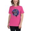 Women's t-shirt with a picture of an astronaut on top of a rocket.