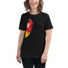 Women's t-shirt with a picture of a fire extinguisher on it. The fire extinguisher is on fire.