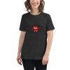 Women's t-shirt with a picture of a chili in between a set of teeth.