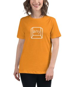 Women's t-shirt with a computer key that says "any" on it.