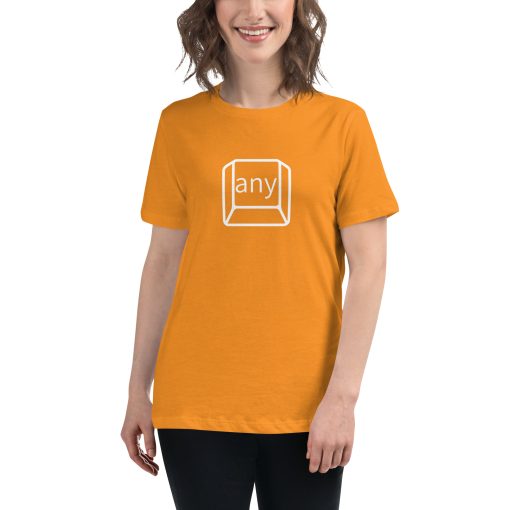 Women's t-shirt with a computer key that says "any" on it.