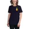 Women's cut t-shirt with a picture of a pineapple on it.