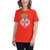 Women's t-shirt that says "eat your veggies" with a picture of a hand holding a vegetable.