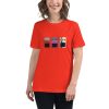 Women's t-shirt with a picture of three guitar pedals on it.