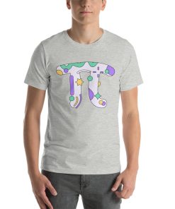 Unisex t-shirt with the symbol for pi on it. The pi symbol is decorated.