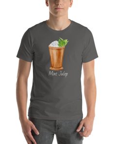 Unisex t-shirt with a picture of a mint julep on it.