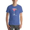 Unisex t-shirt with a picture of a cosmopolitan cocktail on it.