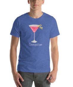 Unisex t-shirt with a picture of a cosmopolitan cocktail on it.