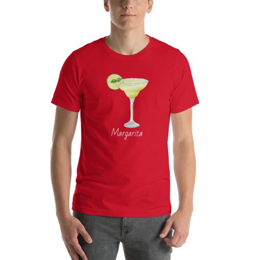 Unisex t-shirt with a picture of a margarita cocktail on it.