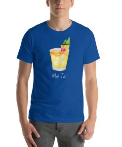 Unisex t-shirt with a picture of a mai tai on it.