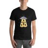 Unisex t-shirt with a picture of a UFO abducting cats.