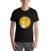 Unisex t-shirt with a picture of a dog looking at some ducks printed on it.