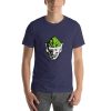 Unisex t-shirt with a picture of an elf like creature with hops for a brain printed on it.