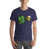 Unisex t-shirt with a picture of a hop flower drinking a beer.