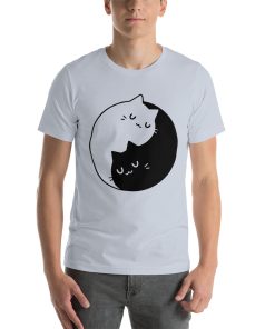 Unisex t-shirt with a ying yang symbol made of two cats.