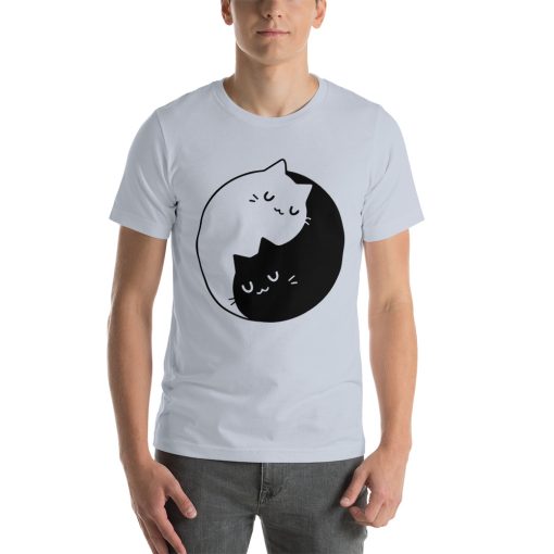 Unisex t-shirt with a ying yang symbol made of two cats.