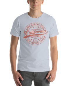 Unisex t-shirt that says "Long Beach California Surfing" on it.