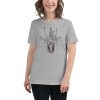 Women's cut t-shirt with the picture of a deer head on it.