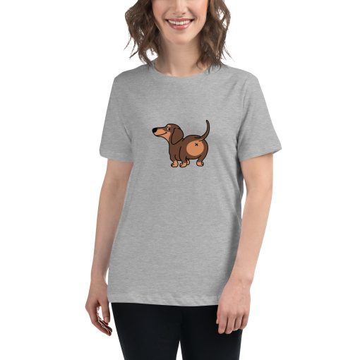 Women's t-shirt with a picture of a dog's backside on it.