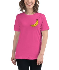 Women's cut t-shirt with a picture of a banana on it.