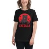 Women's t-shirt with a picture of a giant cat rampaging a city. The t-shirt also says "Catzilla" on it.